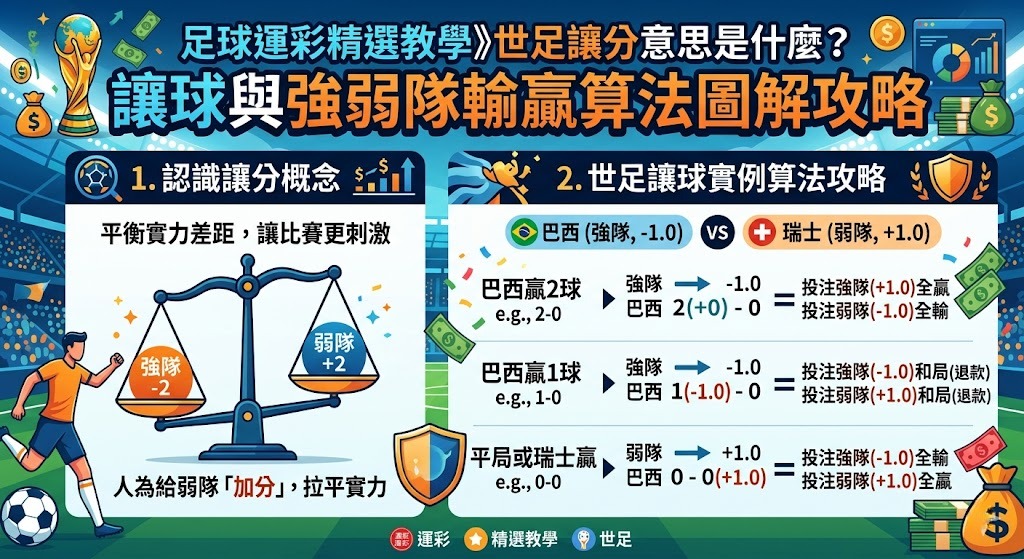 世足讓分意思是什麼?讓球與強弱隊輸贏算法圖解攻略